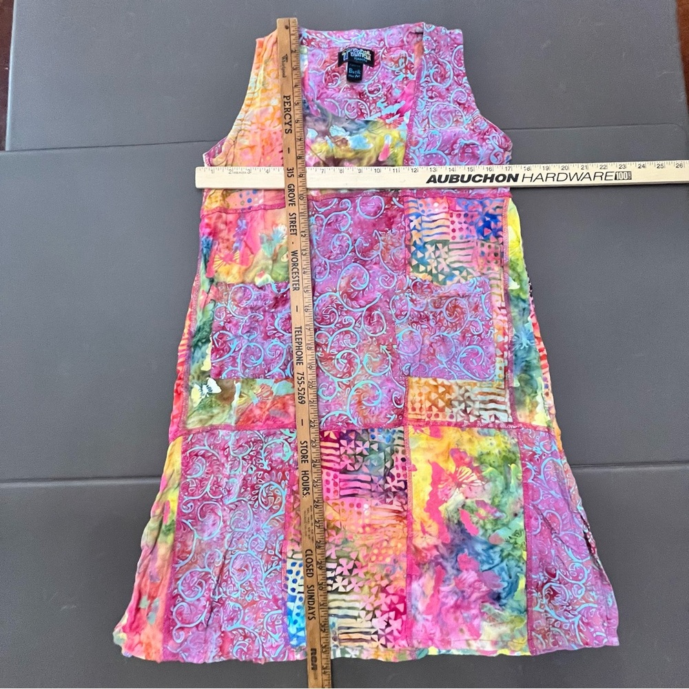 Tropical Tantrum Dress‎ Hawaii Bright Floral Patchwork Pockets Boho XS Mini - Picture 9 of 9
